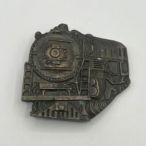 Vintage 1978 InStyle Steam Locomotive Train Brass Belt Buckle Made in USA 1142